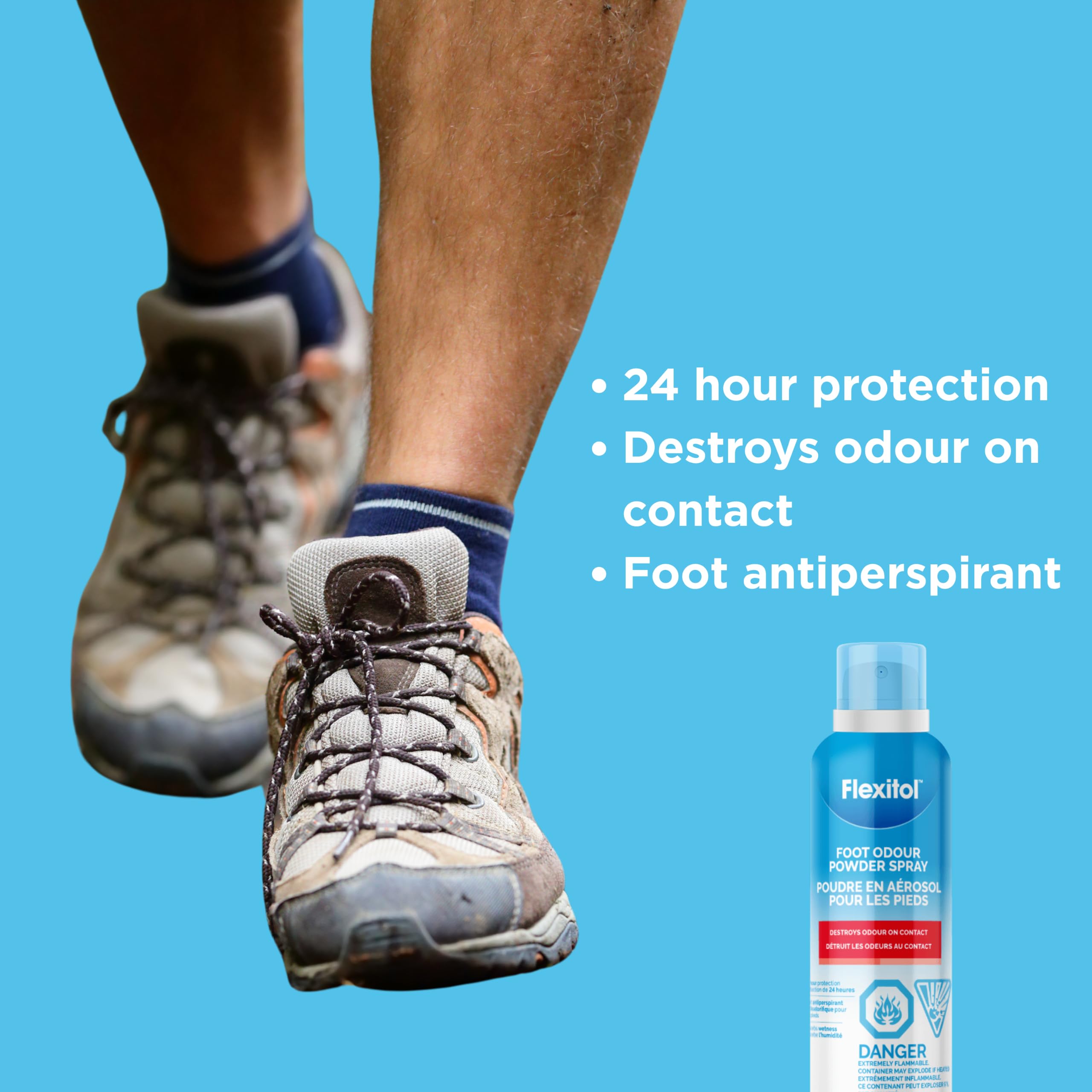 Flexitol Foot Odour Powder Spray – Deodorizer Powder for Sweaty